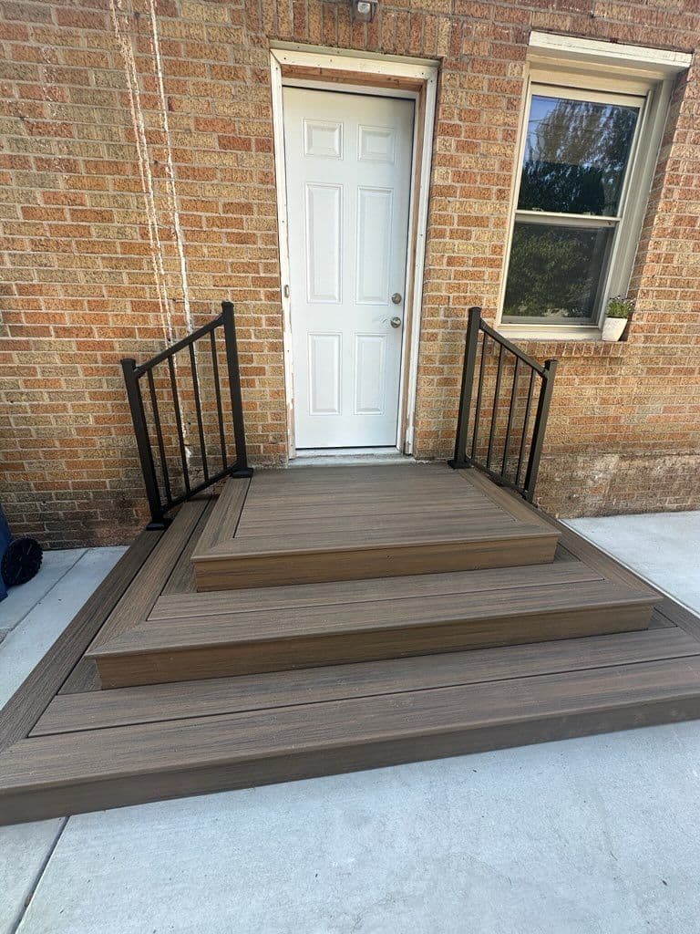 Gallery photos for Stunning Backyard Transformation with Concrete and Deck: Image #1
